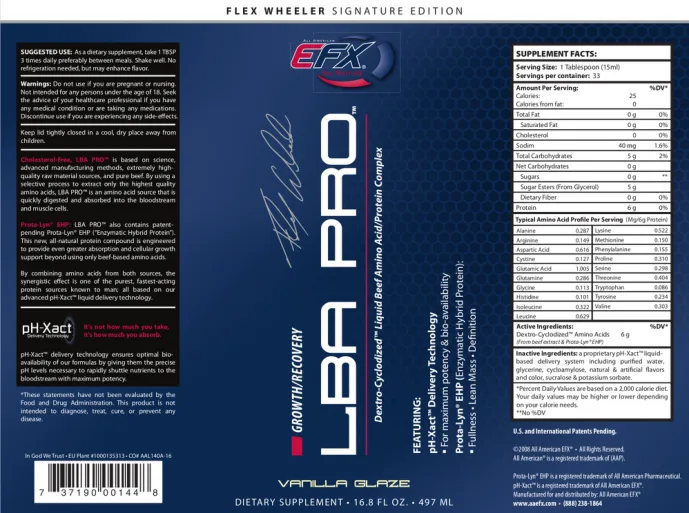 Label for LBA PRO Vanilla Glaze