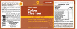 Label for Advanced Detoxapure Colon Cleanser