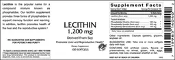 Label for Lecithin 1,200 mg