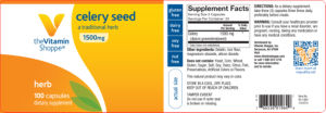 Label for Celery Seed 1500 mg