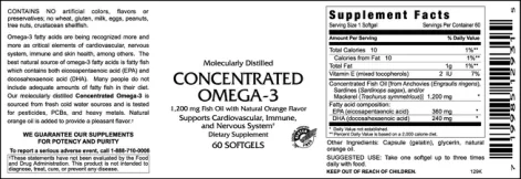 Label for Concentrated Omega-3