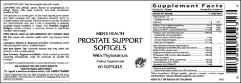 Label for Prostate Support Softgels