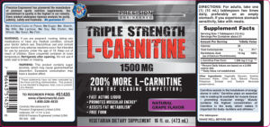 Triple Strength L-Carnitine 1500 mg Natu