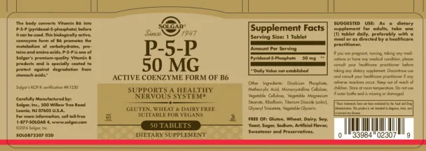 Label for P-5-P 50 mg