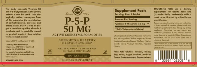 Label for P-5-P 50 mg