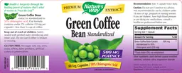 Label for Green Coffee Bean 500 mg