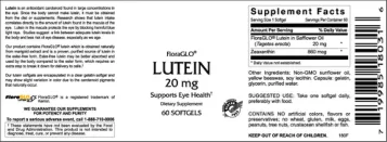 Label for Lutein 20 mg
