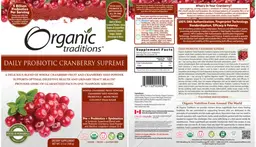 Label for Daily Probiotic Cranberry Supreme