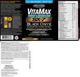 Label for VitaMax Energy & Metabolism SX-7 Black Onyx