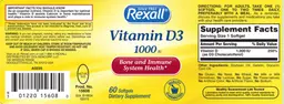 Label for Vitamin D3 1000 IU