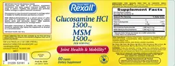 Label for Glucosamine HCl 1500 mg MSM 1500 mg