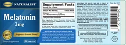 Label for Melatonin 3 mg
