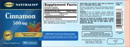 Label for Cinnamon 500 mg