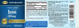 Label for Iron 65 mg