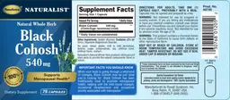 Label for Black Cohosh 540 mg