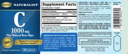 Label for C 1000 mg Plus Natural Rose Hips