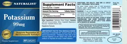 Label for Potassium 99 mg