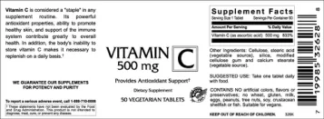 Label for Vitamin C 500 mg