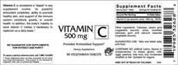 Label for Vitamin C 500 mg