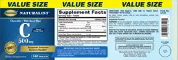 Label for Chewable C 500 mg With Rose Hips Natural Orange Flavor