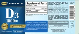 Label for D3 1000 IU