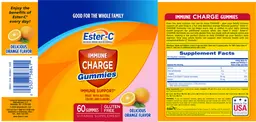 Label for Ester-C Immune Charge Gummies Orange Flavor