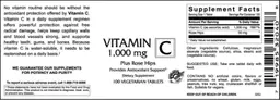 Label for Vitamin C 1,000 mg