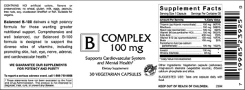 Label for B Complex 100 mg