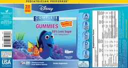 Label for Disney Nemo Complete Multi-Vitamin Gummies