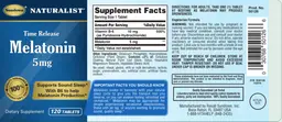 Label for Time Release Melatonin 5 mg