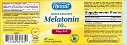 Label for Quick Dissolve Melatonin 10 mg