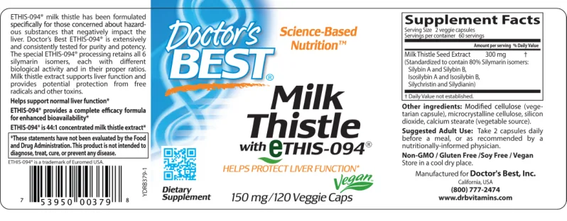 Label for Milk Thistle 150 mg With ETHIS-094