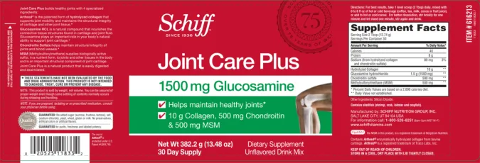 Label for Joint Care Plus Unflavored Drink Mix