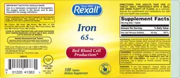 Label for Iron 65 mg