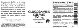 Label for Glucosamine Sulfate 500 mg