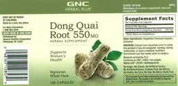 Label for Dong Quai Root 550 mg