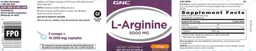 Label for L-Arginine 5000 mg Orange