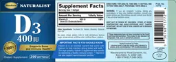 Label for D3 400 IU