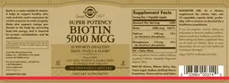 Label for Super Potency Biotin 5000 mcg