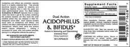 Label for Dual Action Acidophilus & Bifidus