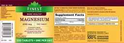 Label for Magnesium 250 mg