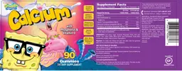 Label for Nickelodeon SpongeBob SquarePants Calcium With Phosphorus & Vitamin D