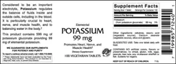 Label for Potassium 99 mg