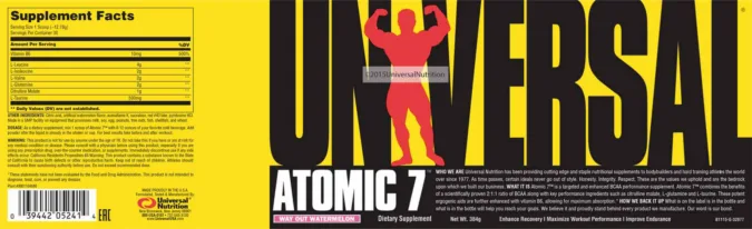 Label for Atomic 7 Way Out Watermelon