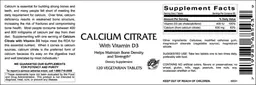 Label for Calcium Citrate With Vitamin D3