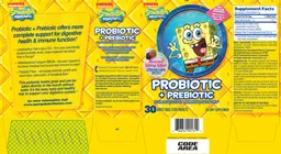Label for Nickelodeon SpongeBob SquarePants Probiotic + Prebiotic Natural Berry Blast
