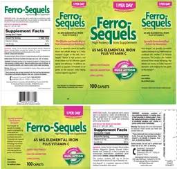 Label for Ferro-Sequels High Potency Iron Supplement