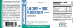 Label for Calcium Zinc Magnesium Plus Copper