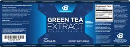 Label for Green Tea Extract 500 mg