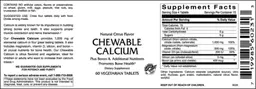 Label for Natural Citrus Flavor Chewable Calcium